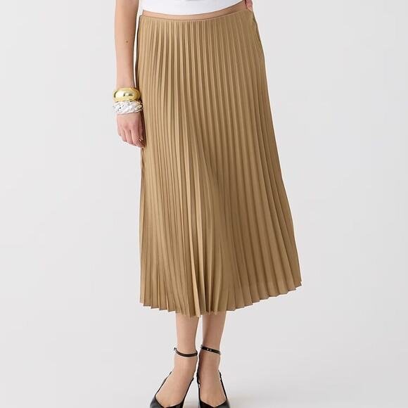 J. Crew Dresses & Skirts - J-Crew Gwyneth Pleated Midi Slip Skirt in Camel Size S NWT